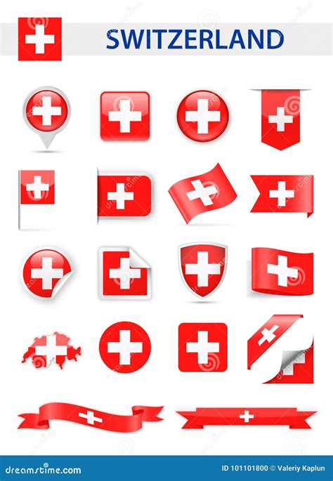 Sistema Del Vector De La Bandera De Suiza Stock De Ilustraci N