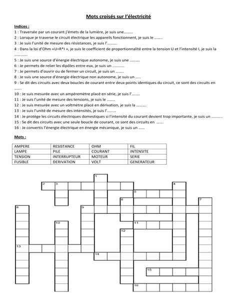 Mots croisés élec 5et4