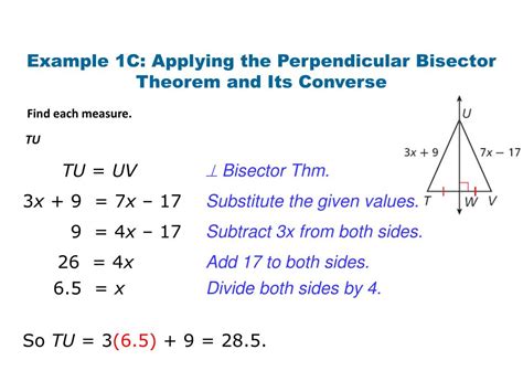 PPT - Example 1C: Applying the Perpendicular Bisector Theorem and Its ...