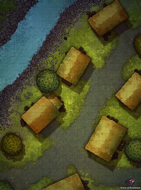 Riverside Village Dandd Map For Roll20 And Tabletop Dice Grimorium