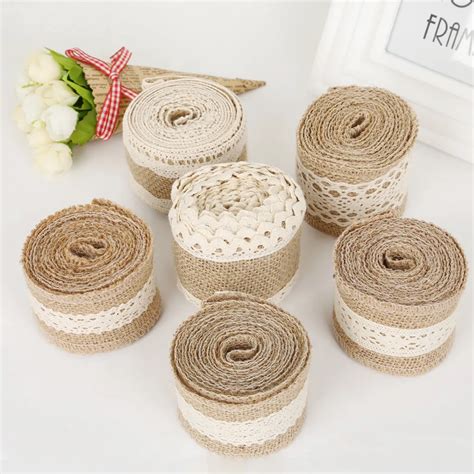 2M Lot Width 5cm 6cm Ivory Color Natural Jute Rolls Burlap Hessian