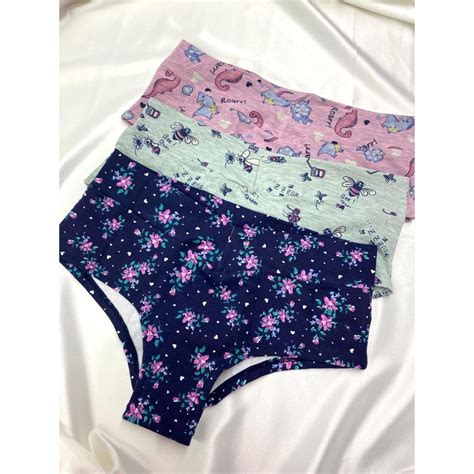 Kit 5 Calcinhas Estilo Cueca Feminina De Cotton Estampada Lingerie