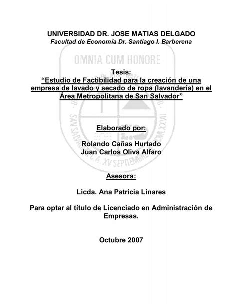 Estudio De Factibilidad Para La Creaci N De Una Empresa De Lavado