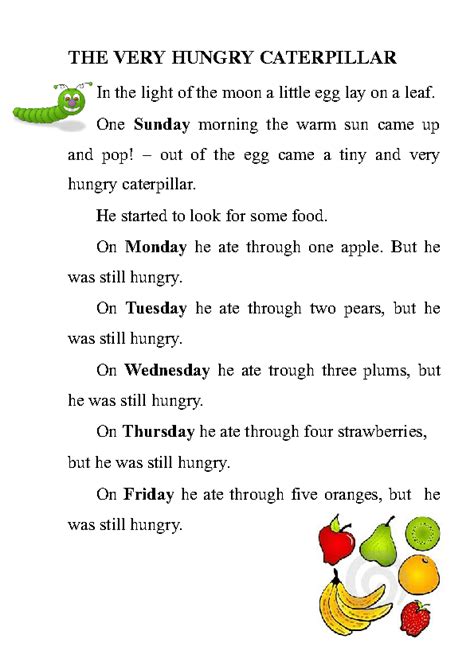 The Hungry Caterpillar Printable Story