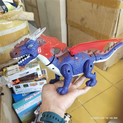 Flora Kids Mainan Robot Dino Dragon Hewan Batre Dinosaurus Godzilla