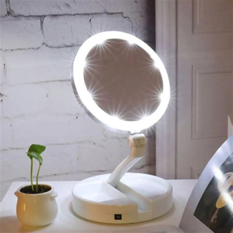 Make up LED Lighted Pocket Mirror Folding Makeup Mirror Vanity With ...