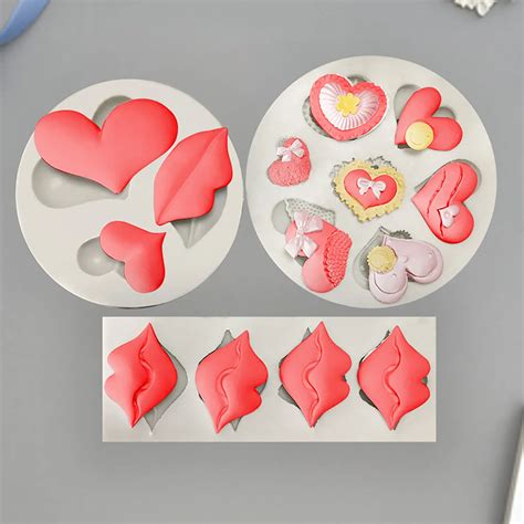 Valentines Day Silicone Molds Love Chocolate Cake Molds Sexy Red Lip Fondant Birthday Fondant