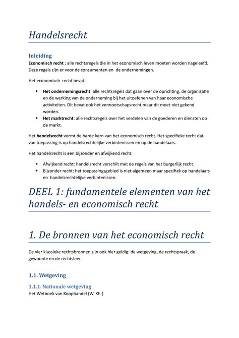 Handelsrecht Samenvatting Alles Handelsrecht Inleiding Economisch