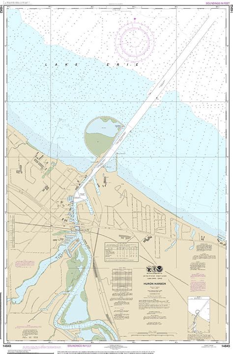 Nautical Chart 14843 Huron Harbor Mixed Media By Bret Johnstad Pixels