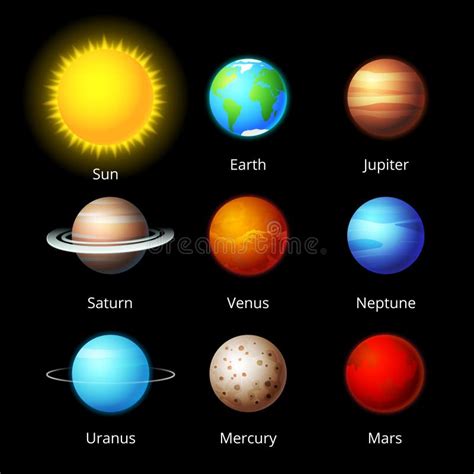 Pittogrammi Dei Pianeti Del Sistema Solare Messi Illustrazione