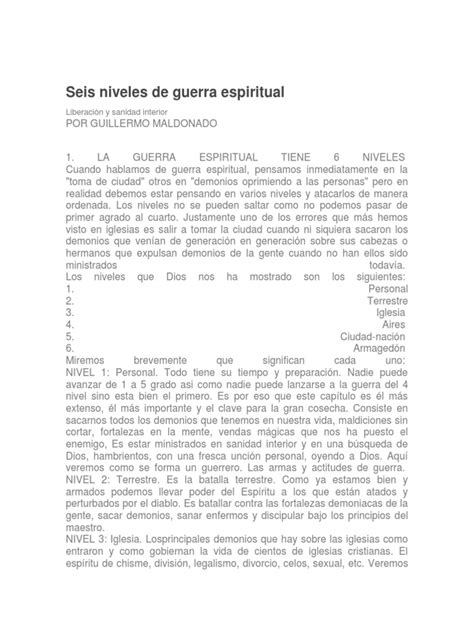 Seis Niveles de Guerra Espiritual | PDF | Demonios | Diablo