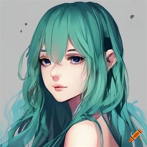 Anime Girl With Teal Hair And Gray Eyes On Craiyon