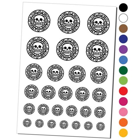 Skull Pirate Coin Water Resistant Temporary Tattoo Set Fake Body Art Collection Light Pink