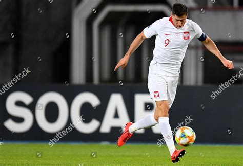 Polands Robert Lewandowski Action During Uefa Editorial Stock Photo ...