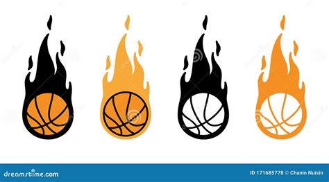 Basketball On Fire Drawing