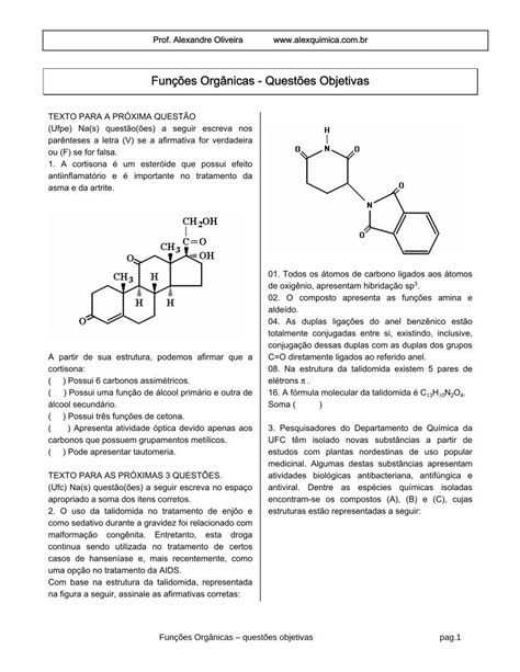 Pdf Funcoes Organicas Questoes Objetivas Dokumen Tips