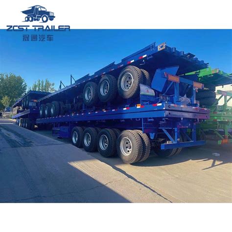 Contenedor 40 pies de cama plana Tráiler Tri Axle China De cama plana