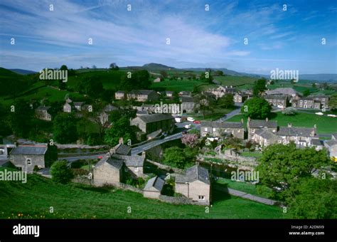 Village Of Bainbridge From Brough Hill Wensleydale Yorkshire Dales