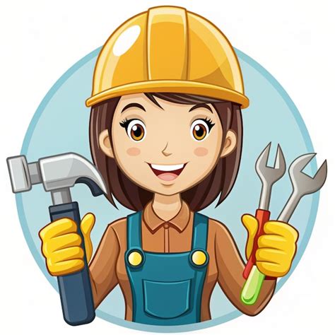 Cute Handywoman Thumbs Up Cartoon Vector Icon Illustration People