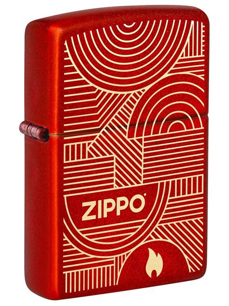 Zippo Lighter Zippo Art Deco Logo Engraved Metallic Red 48705 Lucas Lighters