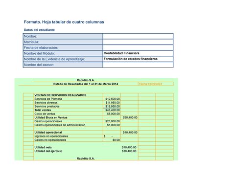 EFBásicos Hoja tabular de 4 columnas Formato Hoja tabular de