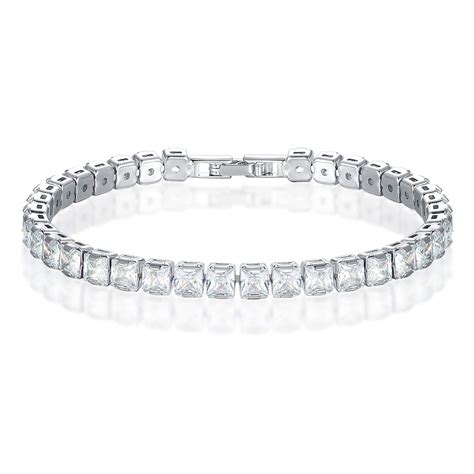 Cubic Zirconia Tennis Bracelet 18k White Gold Plated Round Cut Cz