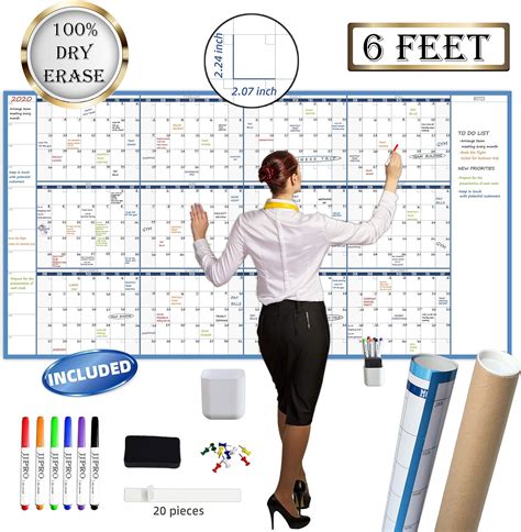 Large Dry Erase Wall Calendar 38 X 72 Undated Blank 2024 Reusable