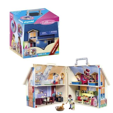 Playmobil Maison Transportable Bleue Personnages Accessoires