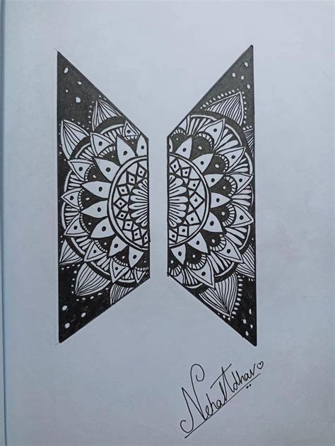 Bts Logo Mandala In 2022 Easy Mandala Drawing Easy Doodle Art