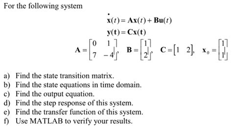 Solved For The Following System X T Ax T Bu T Chegg