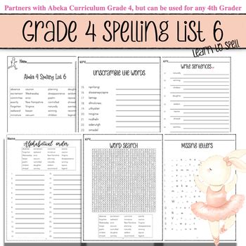 Abeka Spelling Vocabulary Poetry Spelling List Practice