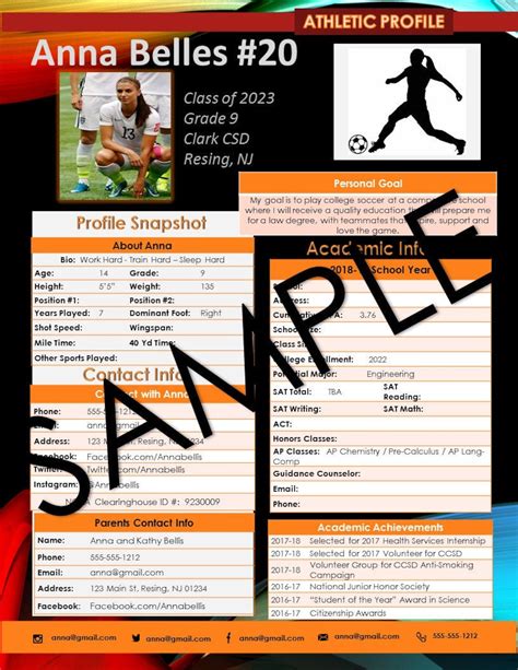 Soccer Player Profile Template