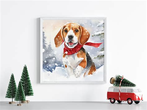 Beagle in a Winter Wonderland Watercolor Beagle Gift - Etsy