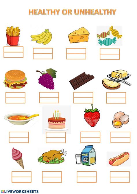 Healthy Food Vs Junk Food Worksheets