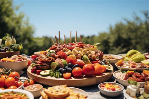 A Table Topped With Lots Of Different Types Of Food Stock Illustration