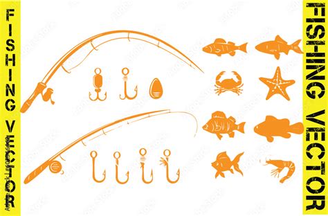 Set Of Fishing Elements For Creating Your Own Badges Logos Labels