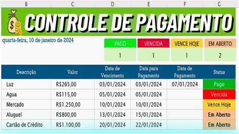 Como Fazer Planilha De Controle De Pagamento Alerta De Vencimento