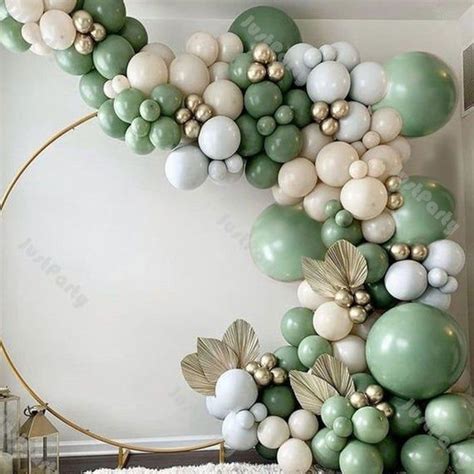 145pcs Sage Green Chrome Gold White Sand Balloon Garland Arch Kit DIY