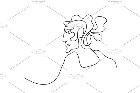 Portrait Of Woman One Line Drawing Line Drawing Drawings Graphic