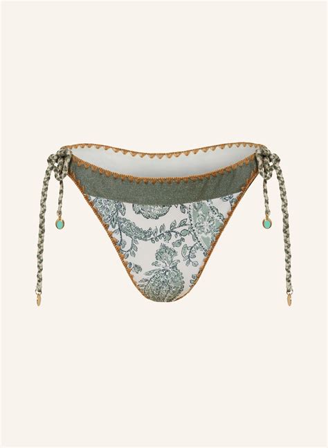 BANANA MOON COUTURE Triangel Bikini Hose BLIKA NASSIMIA mit Glitzergarn in ecru grün beige