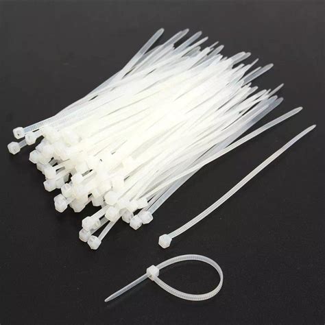 100pcs White Plastic Cable Zip Tie Fasten Wrap 3mm X 100mm 120mm