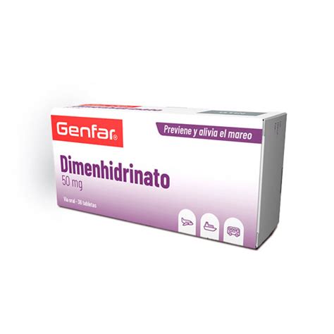 DIMENHIDRINATO 50 MG GENFAR CAJA X 36 TABS Farmavida Droguería