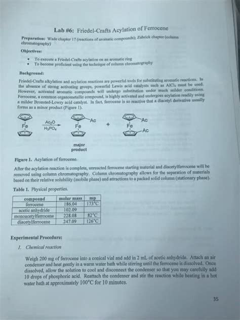 Oneclass Lab Friedel Crafts Acylation Of Ferrocene Wade Chapter