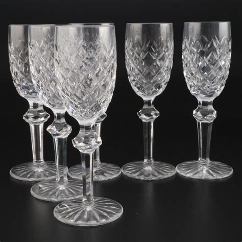 Waterford Crystal "Powerscourt" White Wine Glasses, Mid to Late 20th ...