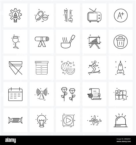 25 Interface Line Icon Set Of Modern Symbols On A Media Labor Radio