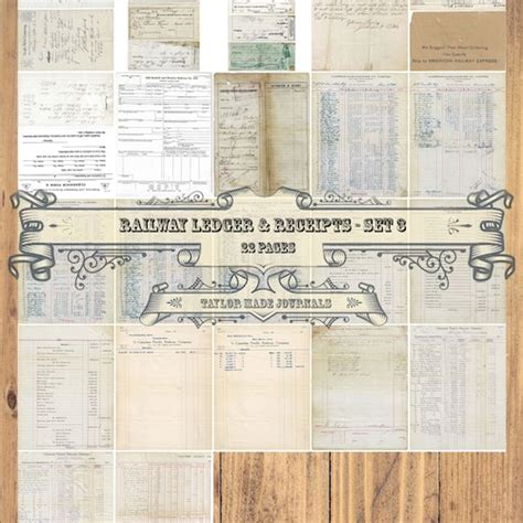 Vintage Ledger 10 Sheets Digital Junk Journal Kit Etsy