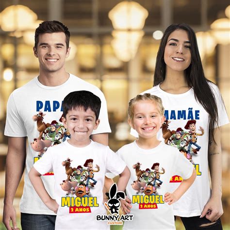 Kit 4 Camisetas Família Aniversário Toy Story Nome Elo7