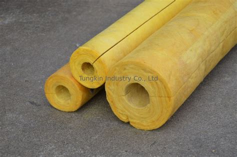 High Temp Glass Wool Pipe Insulation Yellow Glasswool Pipe Cover