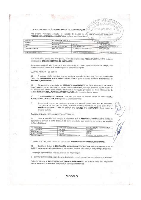 PDF CONTRATO DE PRESTAÇÃO DE SERVIÇOS DE TELECOMUNICAÇÖES Pelo