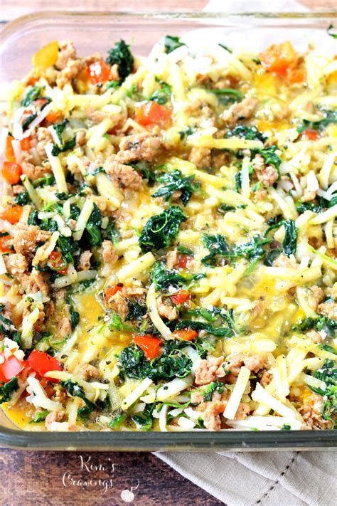 Light Sausage Spinach Egg Casserole Kim S Cravings